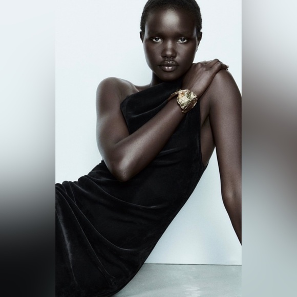 ZARA ASYMMETRIC VELVET DRESS - Picture 7 of 7